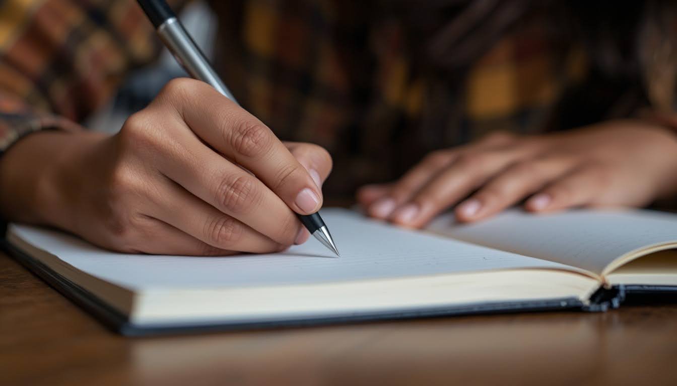 Person diligently writing their first scenario-based CIPD Level 3 3C001 assignment at a desk.