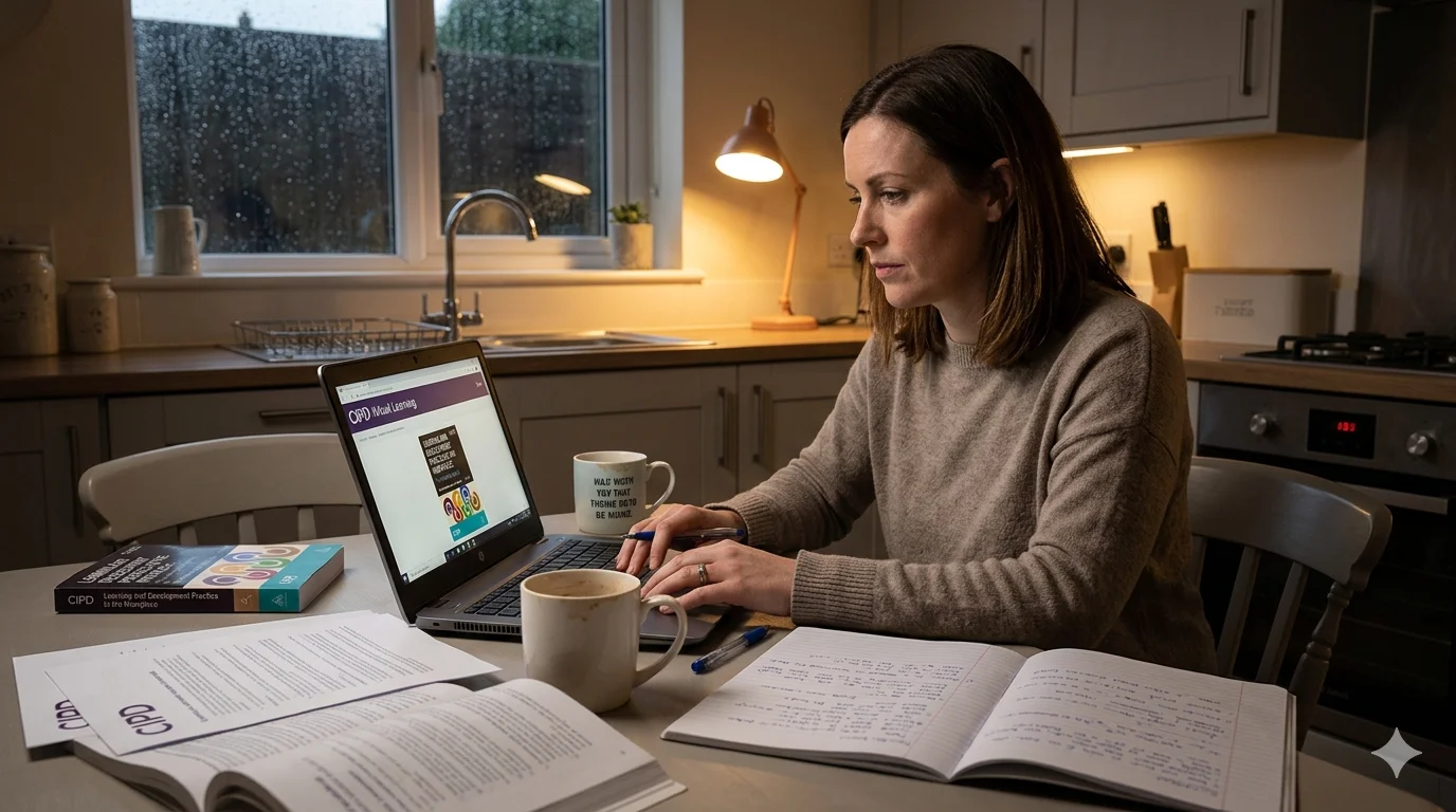 UK HR professional studying for CIPD qualification part-time while working full time at home
